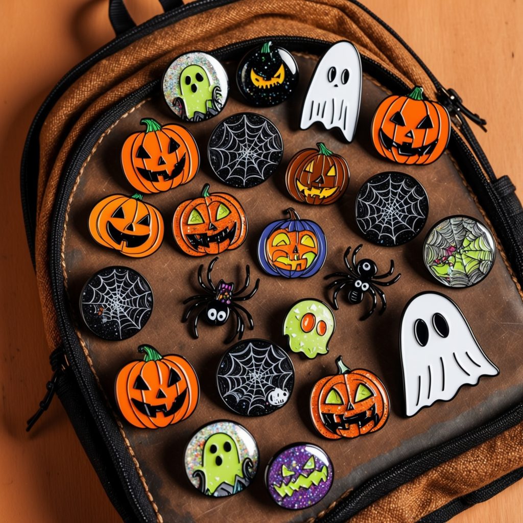 Halloween-themed lapel pins